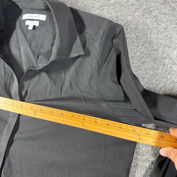 Foxcroft Non-Iron Tunic Shirt Womens 14 Black Collared Button Down Professional - Picture 4 of 6
